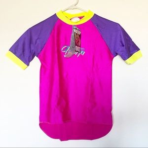 Pink Purple Rashguard short sleeve Swim shirt